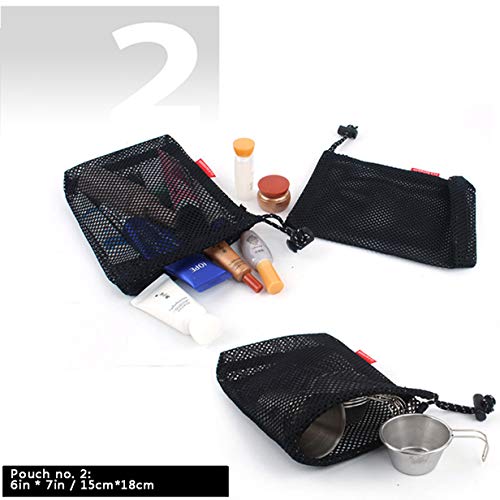 Nylon Drawstring Bags Set - 5 Pieces, Red, Various Sizes