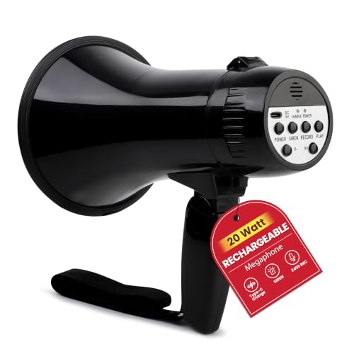 Rechargeable Megaphone Speaker with Siren & Recording - 300ft Range