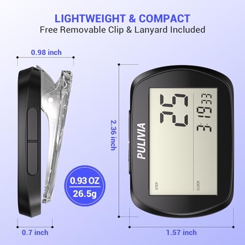 3D Step Counter Pedometer with Clock - Black Portable Tracker