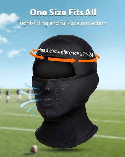 Breathable Balaclava Ski Mask - Full Head Cover - Moisture-Wicking Black