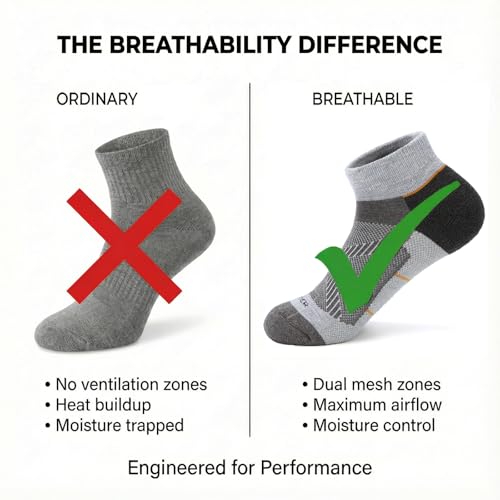 WANDER Merino Wool Ankle Socks 3 Pairs X-Large Coffee Grey Breathable for Running & Hiking