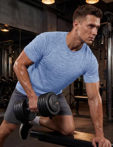 MAGCOMSEN Men's Short Sleeve Moisture Wicking Athletic T-Shirt Ltblue X-Large