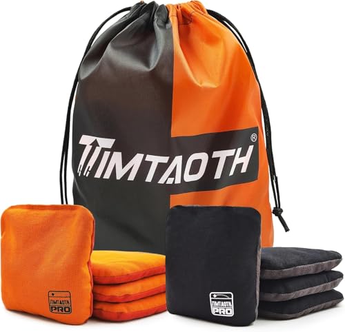 Professional Cornhole Bags Set of 8 - Slick & Sticky, Black & Orange