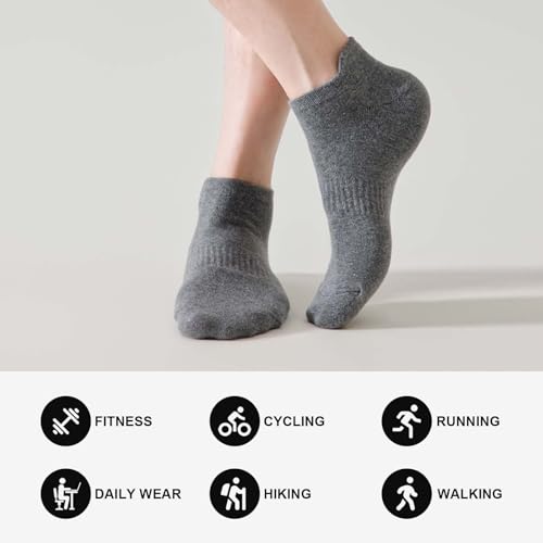 Men's Low Cut Ankle Socks - 6 Pack Cotton No Show Socks with Arch Support - Navy/Dark Gray/Light Gray