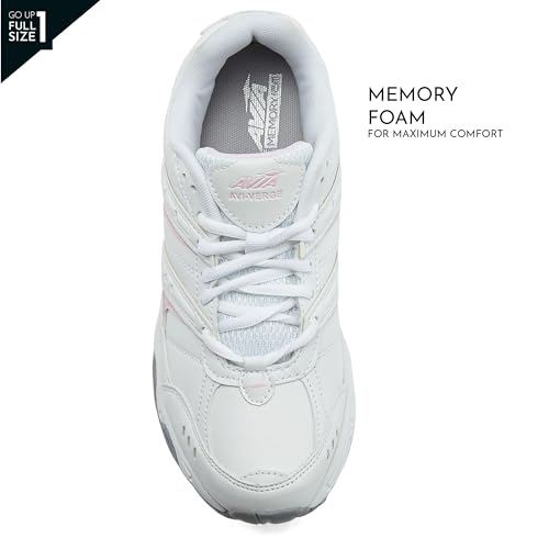 Womens Sneakers with Arch Support - 9.5 Wide Bright White/Pink