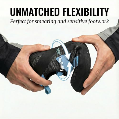 Ziitop Mens Climbing Shoes with Dual Hook-and-Loop Closure