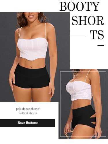 Boudaner Medium Black Cut Out Booty Yoga Shorts High Waisted Butt Scrunch