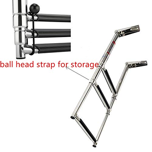 Stainless Steel Telescoping Boat Ladder with 3 Steps - Marine Grade Swimmer Access