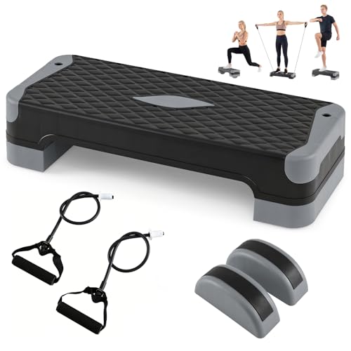 Adjustable 3-in-1 Aerobic Step Platform - Gray, 600 LBS Capacity