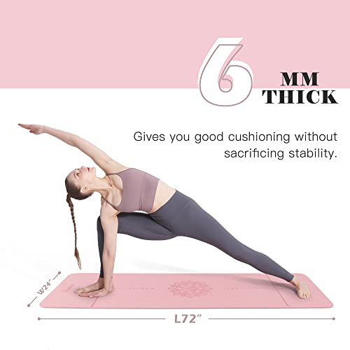Eco-Friendly Non-Slip Yoga Mat - 72"x24" Parfait Pink & Gray