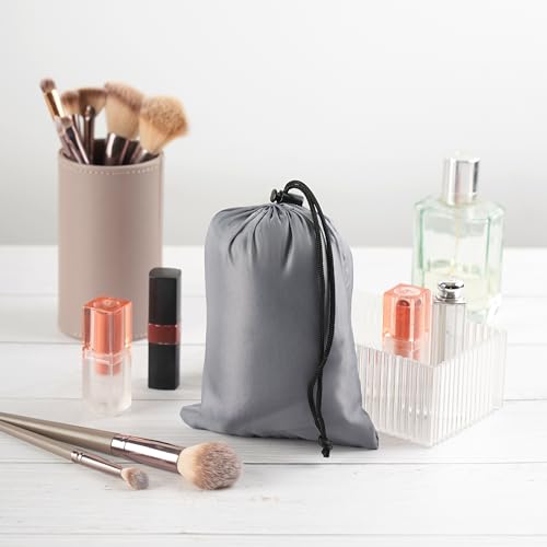 Gray 5x7 Inch Nylon Drawstring Bag Set of 6 Travel & Organization Pouches