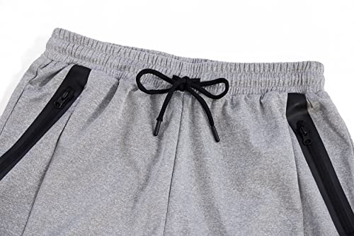 URBEX Men's Grey XL Zipper Pocket Jogger Sweatpants for Gym & Workout