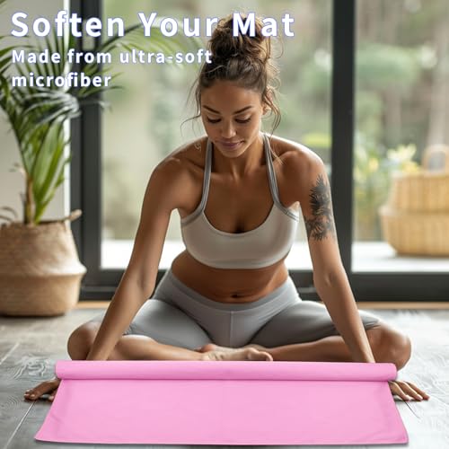 Non-Slip Hot Yoga Towel Set - Super Absorbent Microfiber, Light Pink