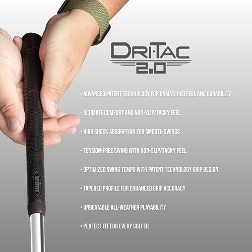 Winn Dri-Tac 2.0 Golf Club Grip - Standard/Club Size Men's & Ladies, Shock Absorption