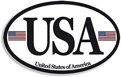 USA Flag Oval Sticker - 3x5 Inch Patriotic Vinyl Decal for Cars & Laptops