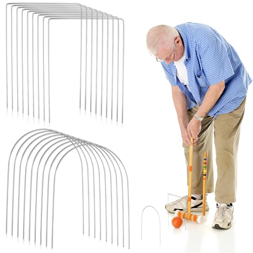 18 Pcs Croquet Wickets Replacement Set – 9 Square & 9 Arched Steel Hoops