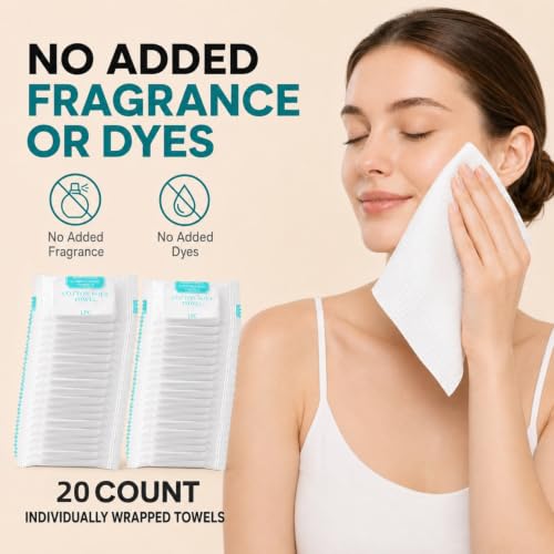 20 Pack Compressed Travel Towels - Individually Wrapped, Quick-Expand, 9.4x11.8 Inch