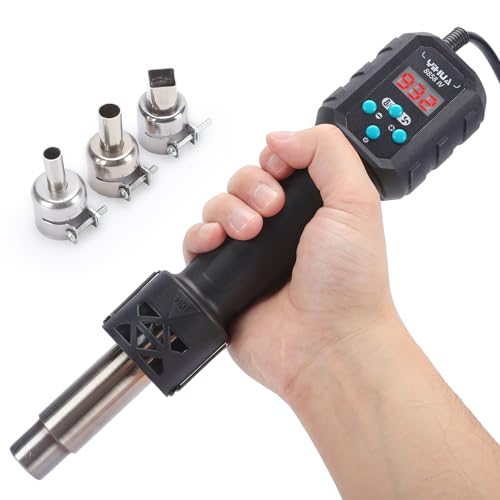 YIHUA 8858 IV Multi-Purpose Heat Gun for Crafting, Electronics Soldering, DIY, Shrink Tubing and Wrap, Torch Marker and Paste, Epoxy Resin with Temperature and Air Volume Control Function, 3 Nozzles