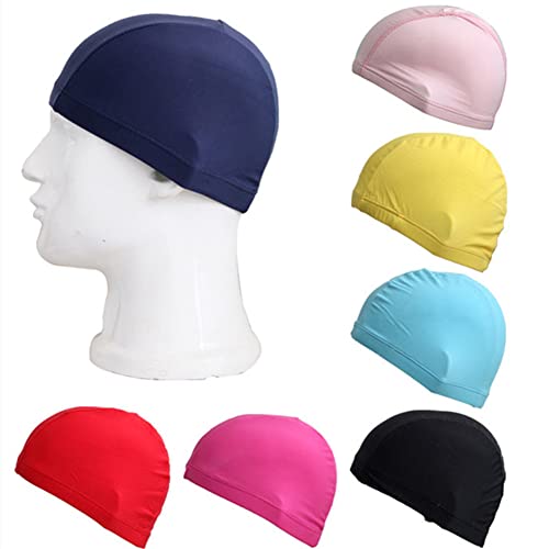 2 Pcs Unisex Polyester Swim Caps for Long Hair - Black & Pink