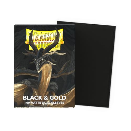 Matte Dual Standard Size Card Sleeves - 100ct Black & Gold