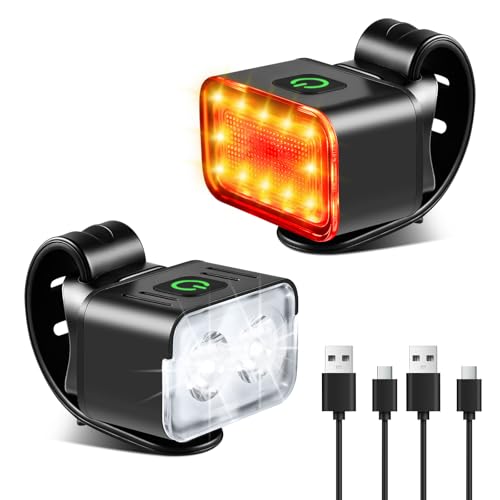 Meliya 1 Set USB Rechargeable Bike Lights Front & Rear 5+6 Modes Waterproof