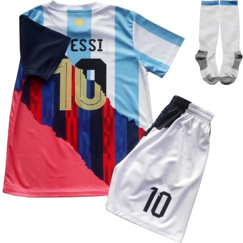 TIMEART Kids Soccer Jersey Set Youth Sizes No 10 Trio Leo White Edition Mix / 30