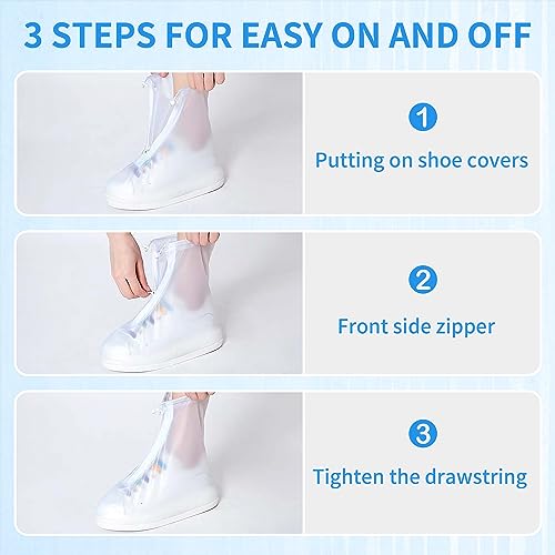 Waterproof Rain Shoe Covers for Men & Women - White X-Large