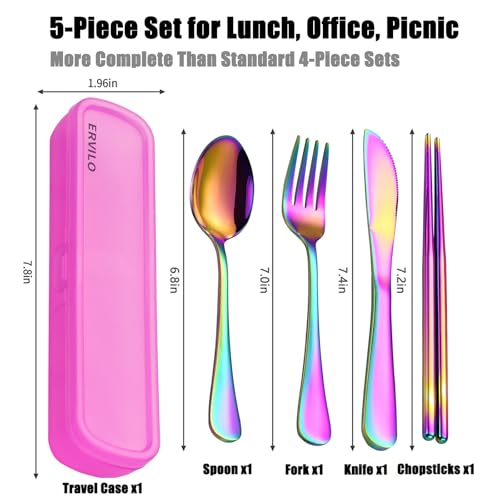 Travel Utensils with Case, Stainless Steel Portable Cutlery Set,