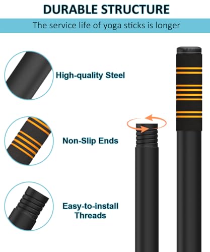 Adjustable 5ft Yoga Stick with Non-Slip Foam Sleeves - Black