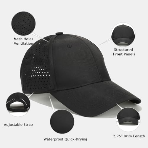 Breathable Quick Dry Baseball Cap - Laser Perforated Mesh