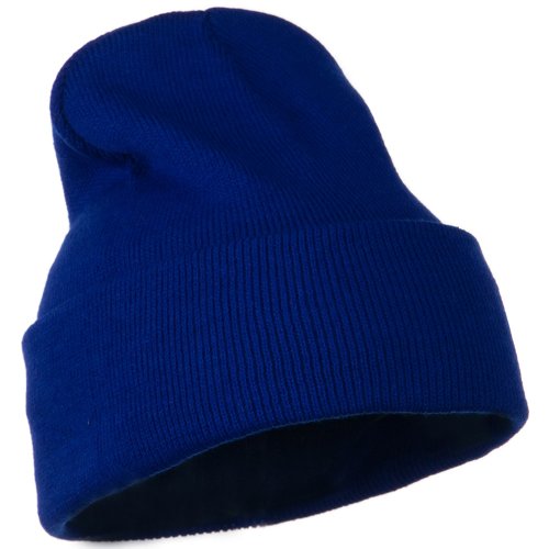 12-Inch Double-Layer Knitted Beanie - Royal Blue One Size Fits Most