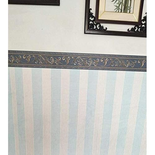 UPREDO 3D Decorative Floral Molding Wallpaper Border Peel Stick Waterproof Wall Ceiling Border for Bathroom Kitchen Backsplash Tiles Sticker,4 Inch by 16.4Ft (Navy)