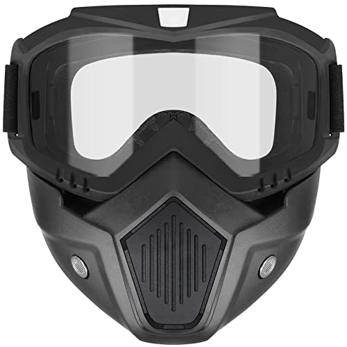Tactical Airsoft Mask with Goggles - Black Detachable Design