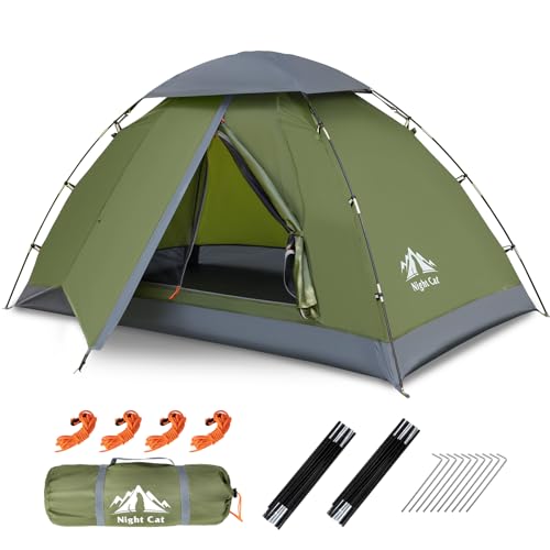 Night Cat 1-Person Army Green Backpacking Tent with Easy Clip Setup, Waterproof & Lightweight