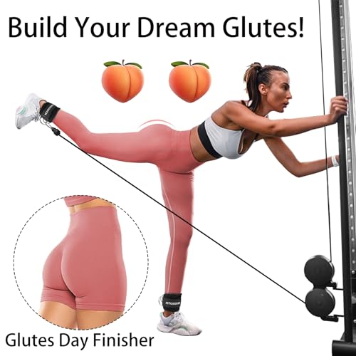 Padded Ankle Straps for Cable Machines - Glute Workout Cuff - 01-Black/Single