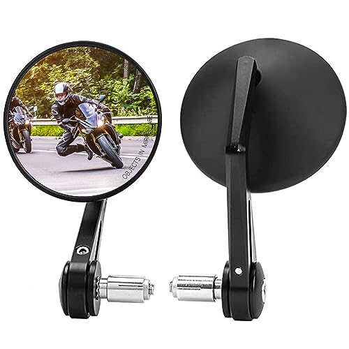 KEMIMOTO Motorcycle Bar End Mirrors - 360° Adjustable Billet Aluminum Handlebars for Harley, Cruiser, Sportster, Dyna