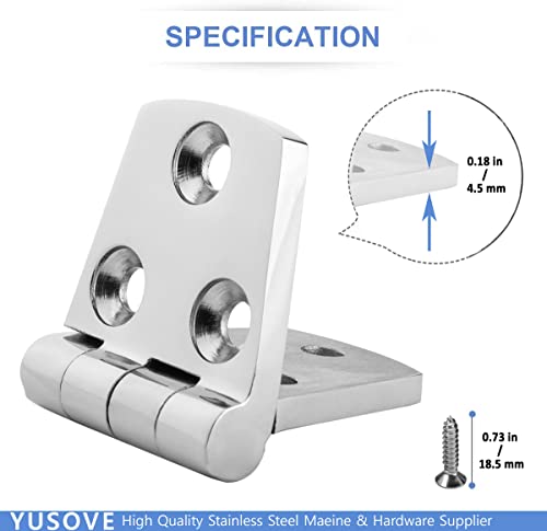 3" x 1.5" Stainless Steel Marine Hinges - Pack of 2