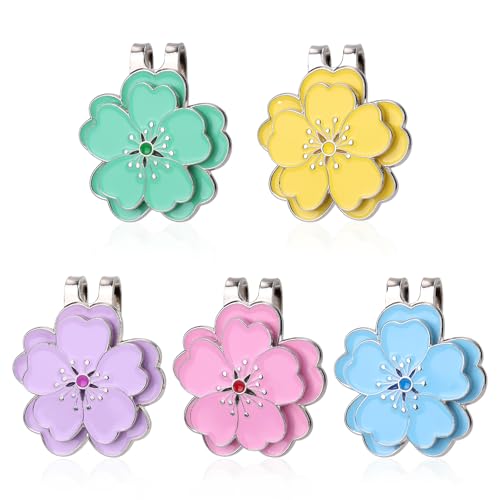 Magnetic Golf Ball Markers with Hat Clips - 5 Pack, Stainless Steel, Vibrant Colors
