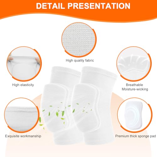 HISFFOG Volleyball Knee Pads for Women Men Kids White Small - Shock Absorption & Comfort