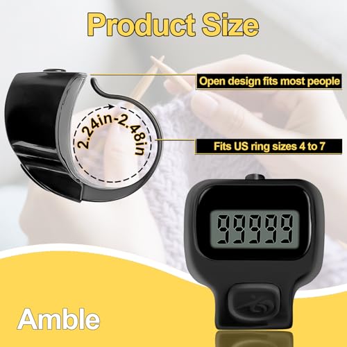 Amble Clicker Counter, Tally 6 Pack Electronic Finger for Knitting,
