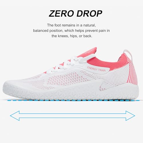 Women's Barefoot Training Shoes - Zero Drop Lightweight Sneakers - White Peach