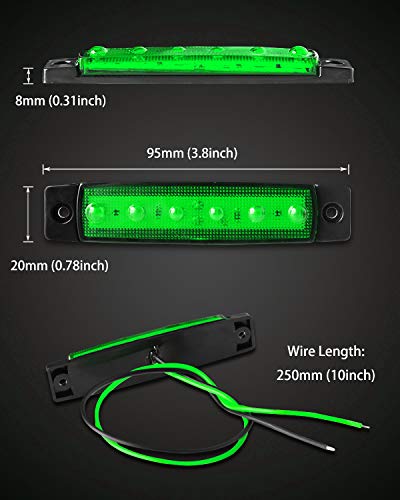 10PCS Green LED Boat Interior Lights - 12V Waterproof Lighting
