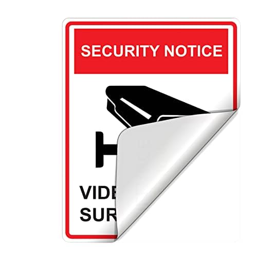 dealzEpic - 24 Hour Video Surveillance Warning Sign Sticker - Self Adhesive Peel and Stick Vinyl Decal - 3.94 x 3.15 inches | Pack of 4 Pcs