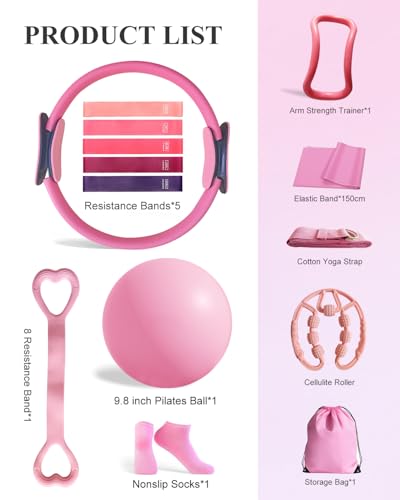 14-Piece Pilates Kit for Home Workout - Ring, Ball & Bands