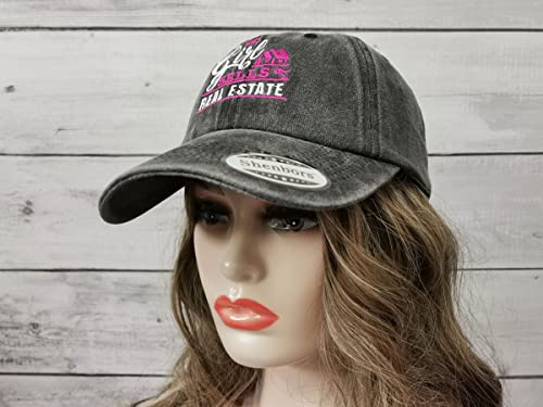 This Girl Sells Real Estate Embroidered Baseball Hats for Men Women - Shenbors Washed Black