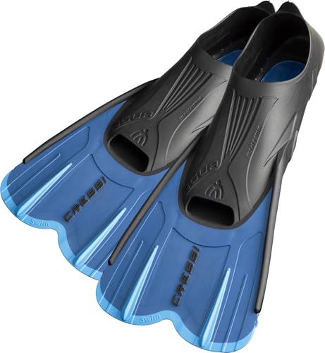 Cressi Adult Short Light Swim Fins with Self-Adjusting Full Foot Pocket - Blue EU 43/44