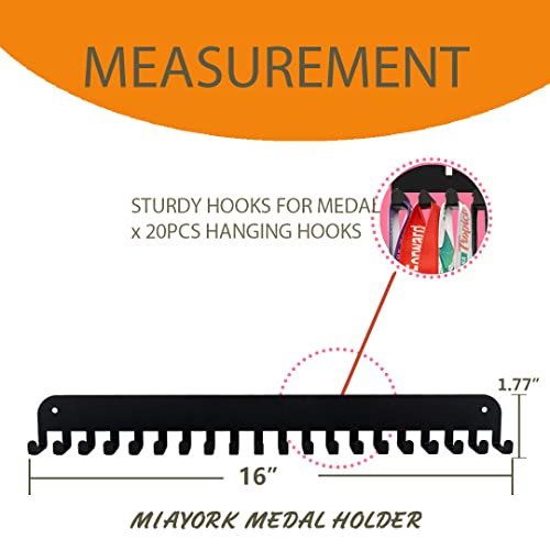 Heavy-Duty Medal Display Rack with 20 Hooks - Sturdy Wall-Mounted Trophy Holder