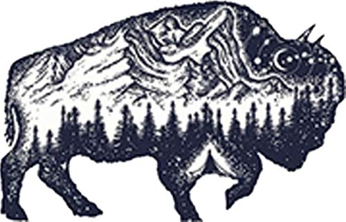 Mountain Forest Buffalo Vinyl Decal Sticker - 4-Inch Wide Set of 2