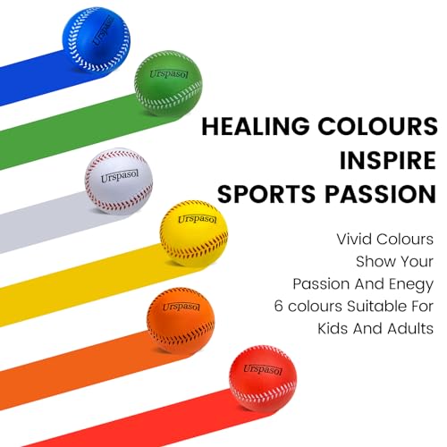 Urspasol Multi-Color Soft Foam Baseballs 6 Pack - 9 Inch Training Balls for Kids & Adults