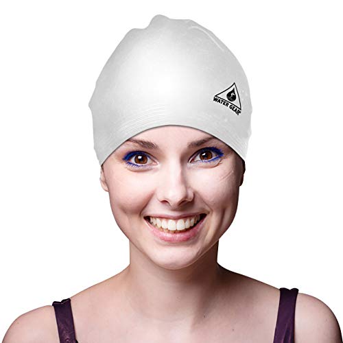 Latex Swim Cap for Adults - Durable & Flexible - White